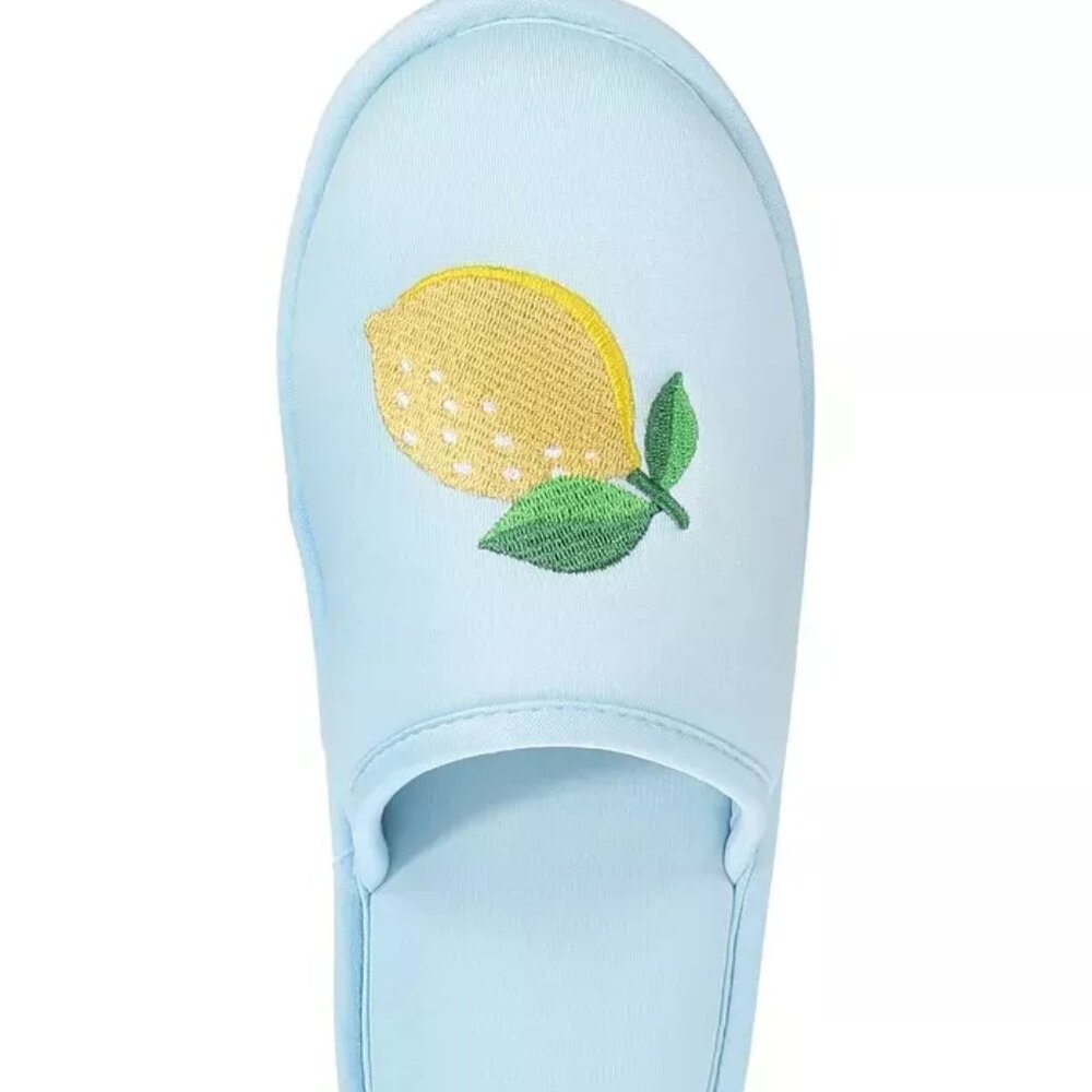 NEW CHARTER CLUB Women's Embroidered Lemon Slippers M (7-8)